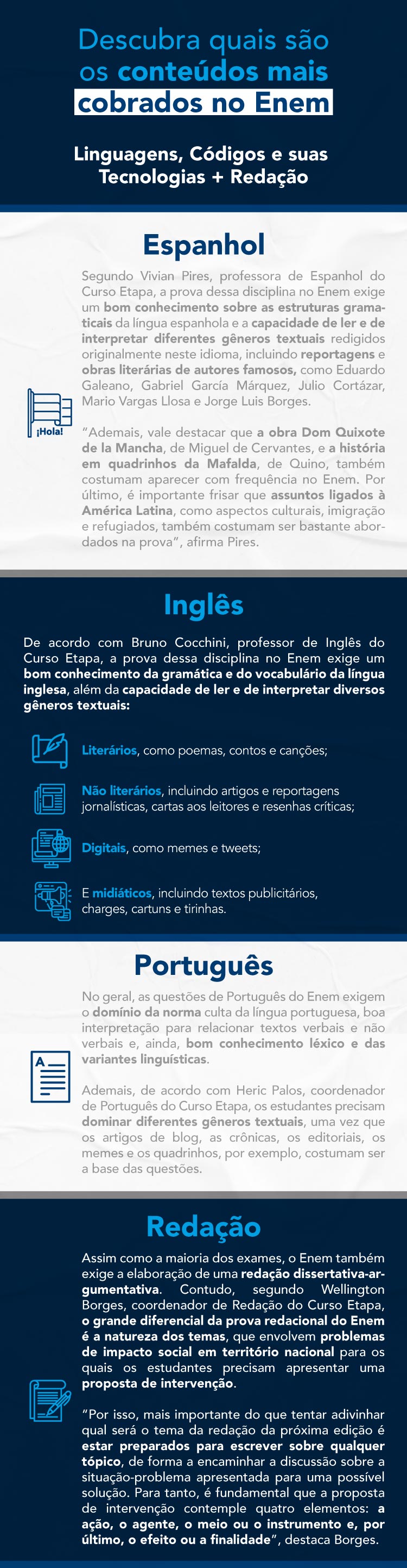 Descubra quais são os conteúdos de Linguagens e de Redação que devem fazer parte do seu cronograma de estudos para o Enem