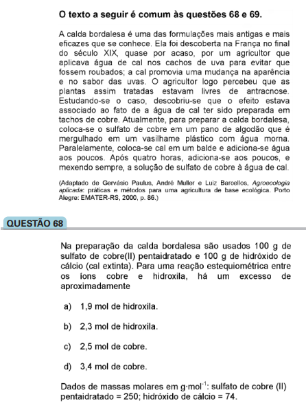 Tendências do Vestibular para Química.