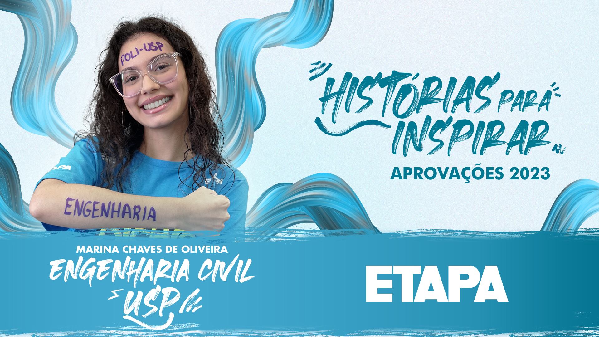 Marina Chaves de Oliveira foi aprovada em Engenharia Civil na USP, Unicamp e Unesp após um ano de preparação no Curso Etapa.
