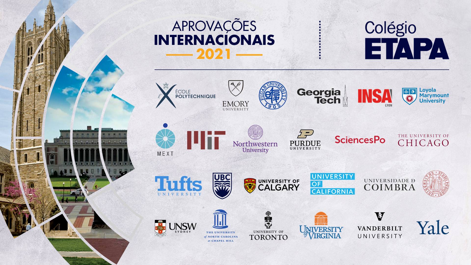 Confira os depoimentos dos aprovados internacionais do Colégio Etapa, escola brasileira que mais aprova no exterior.