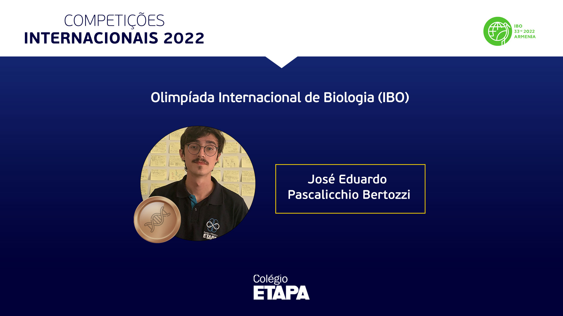 Aluno do Etapa conquista medalha de bronze na IBO 2022