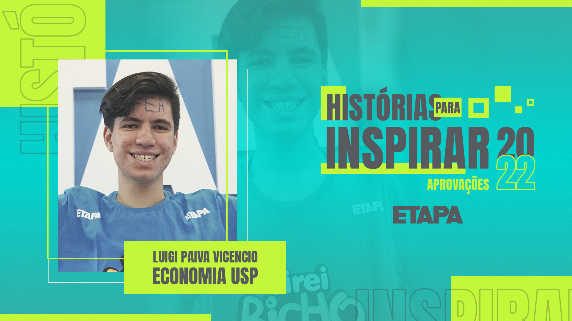 Luigi Paiva Vicencio foi aprovado em Economia na USP, na FGV e em universidades americanas.