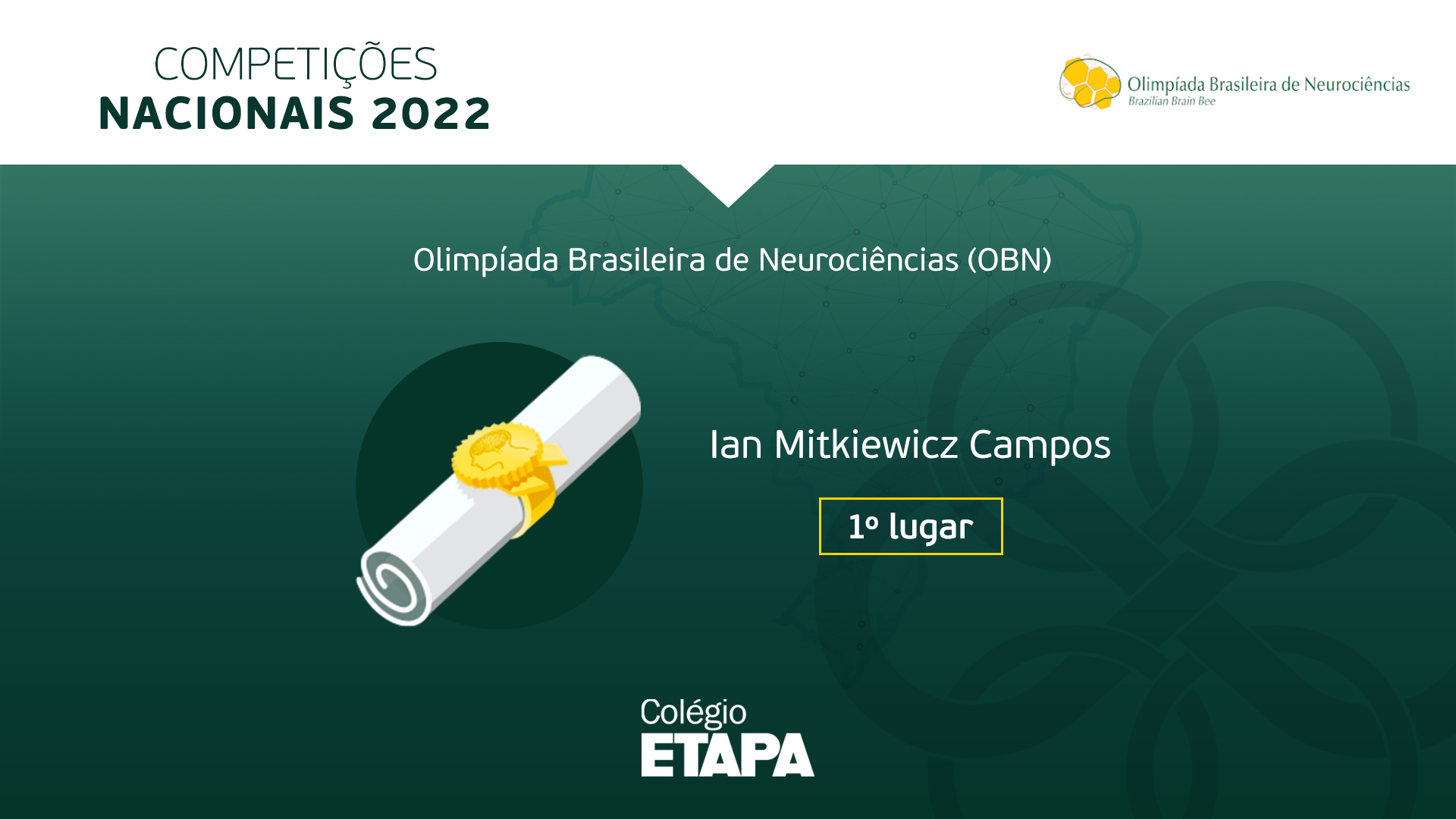 Aluno do Colégio Etapa alcança o 1º lugar na OBN 2022