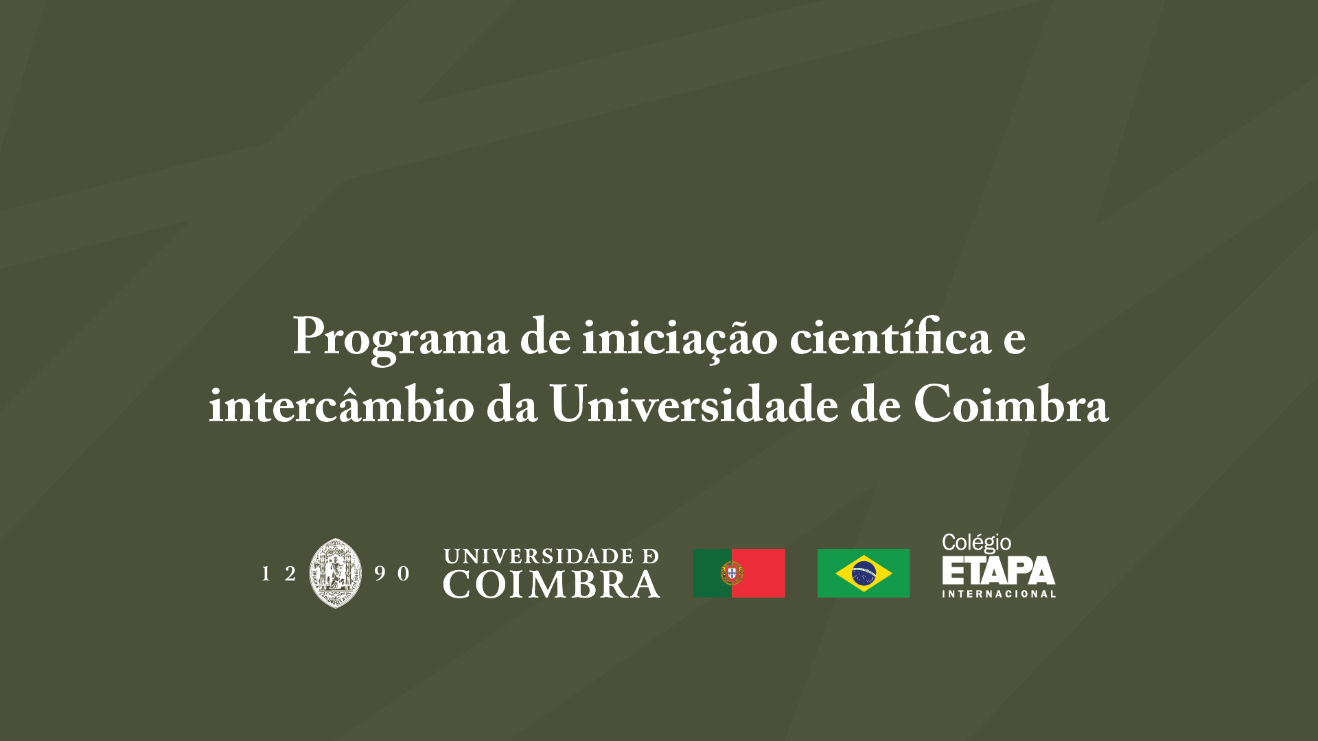 O programa de iniciação científica oferecido pelo Colégio Etapa e pela Universidade de Coimbra ocorrerá entre os meses de março e julho de 2023.